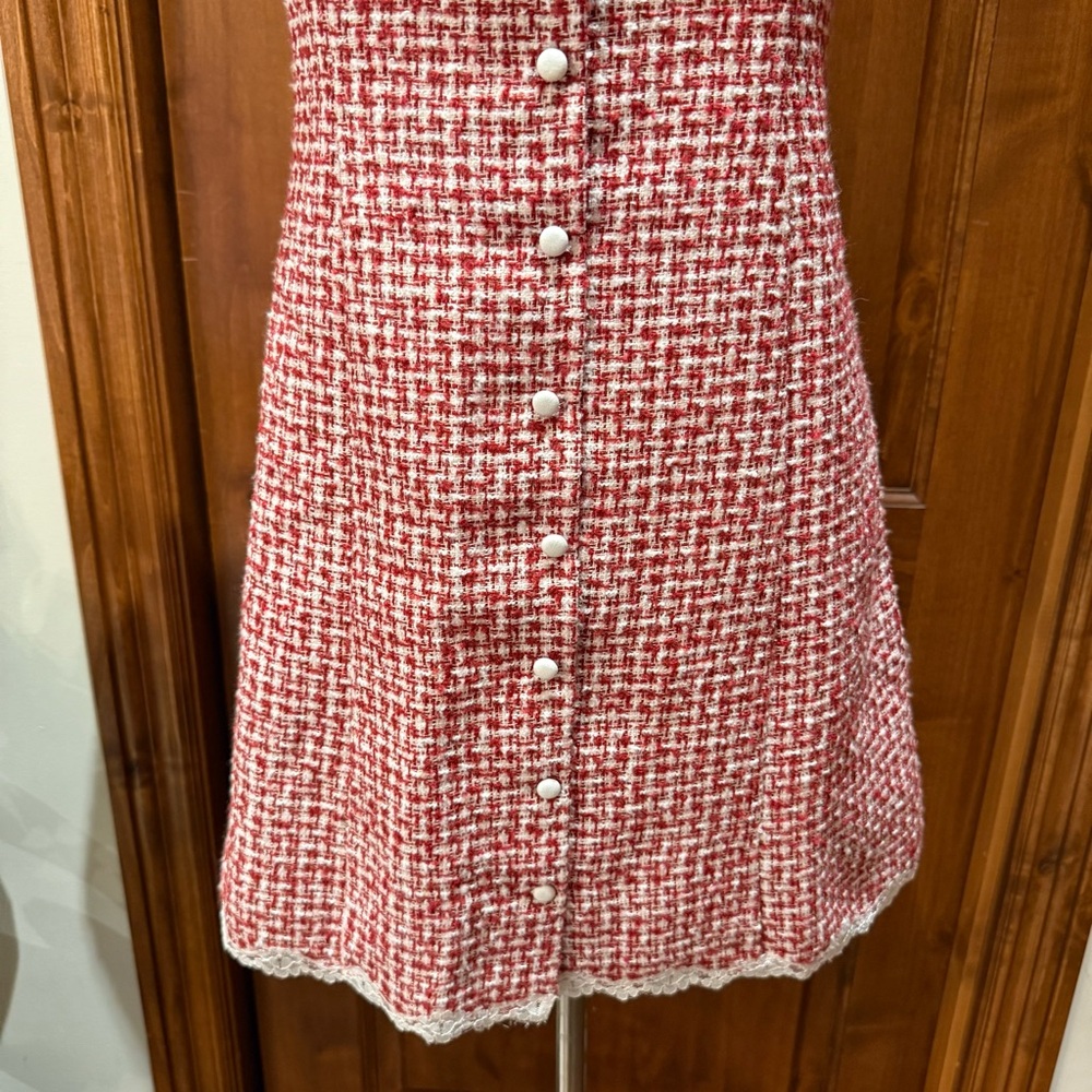 Reformation Annabella short sleeve Red and White Mini Dress - Picture 6 of 9